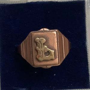 New vintage copper L monogram adjustable ring